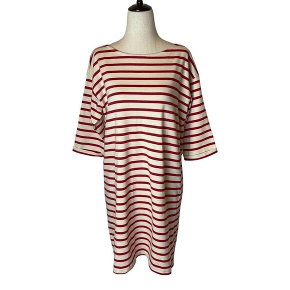 Topshop Red And White Striped Cotton Short Sleeve Shift Mini Dress Size‎ 6 - Picture 2 of 10